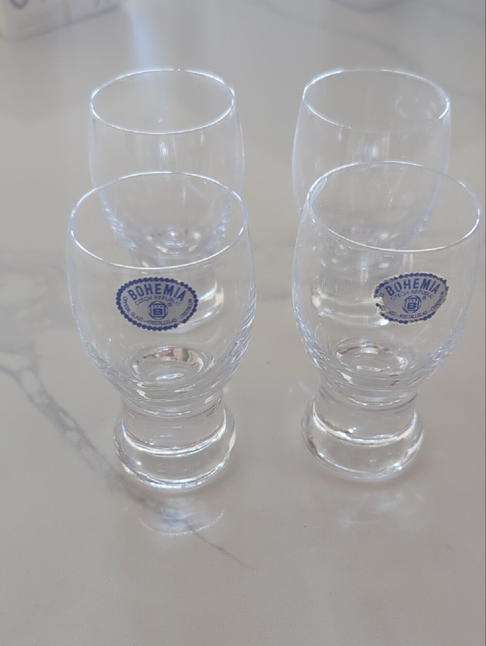 VINTAGE Bohemia Crystal Footed Shot Glasses (Set of 4) • Czech Republic
